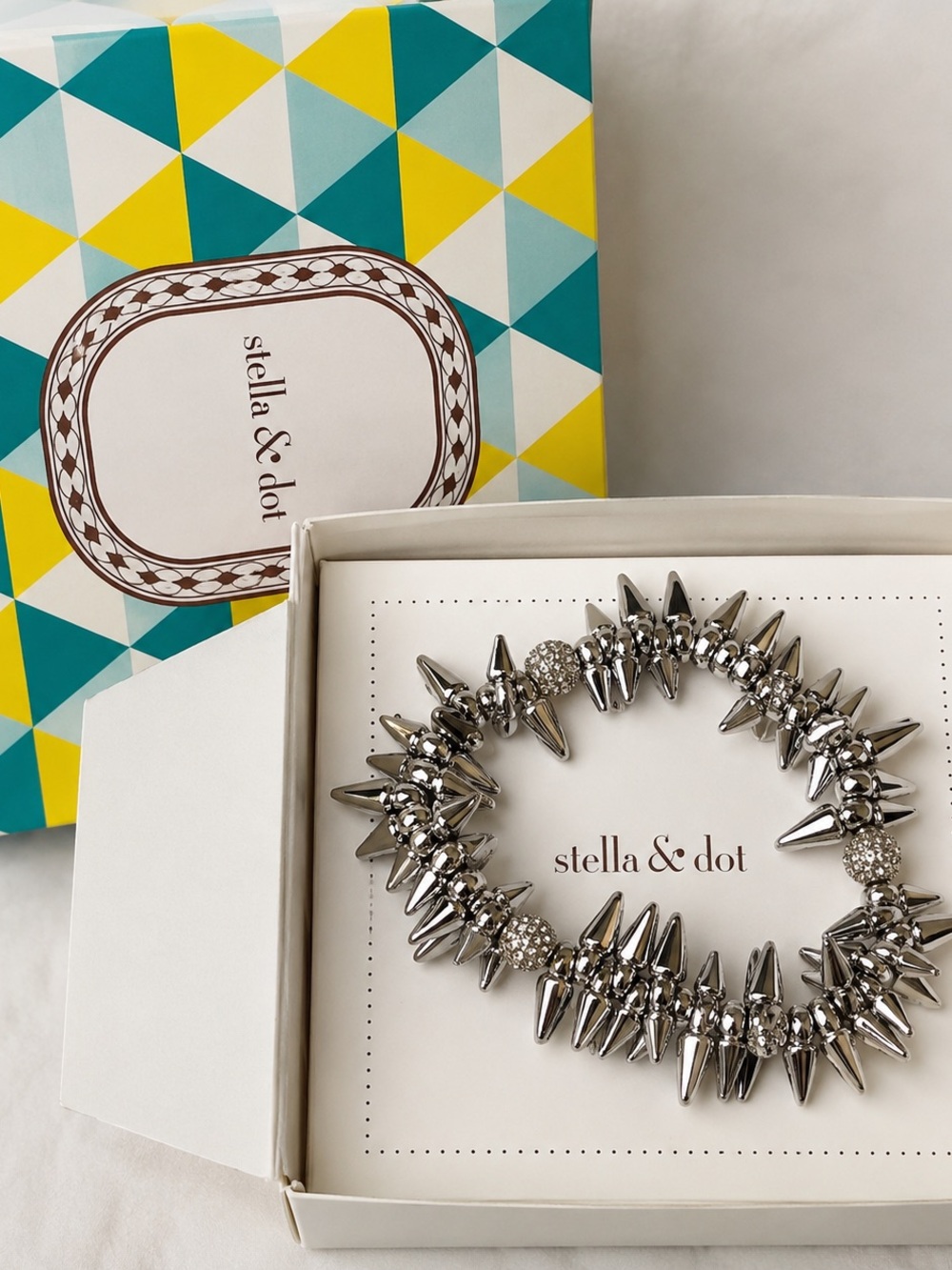 Stella & Dot Silver Spike Stretch Bracelet